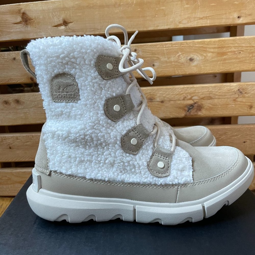 Sorel Explorer II Joan Cozy in Ancient Fossil Sea Salt Size 7